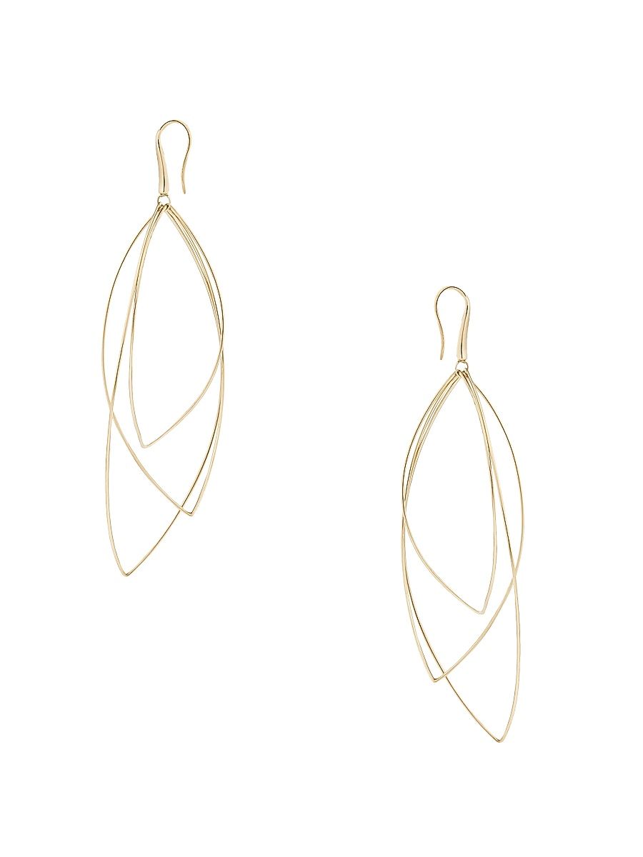 Women's 14K Yellow Gold Multi-Curve Wire Marquis La Bangle Earrings - Gold