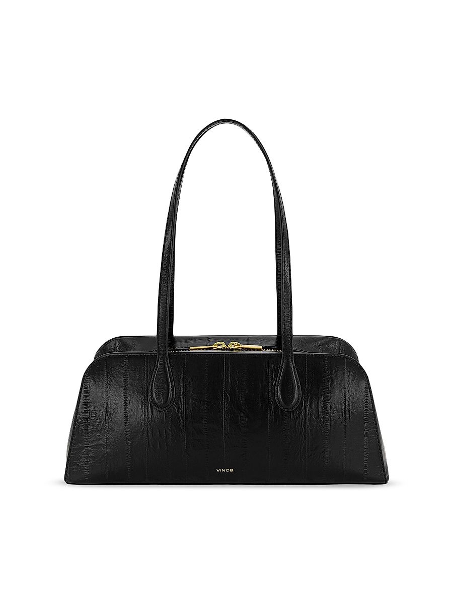 Women's Eel Athene Leather Shoulder Bag - Black