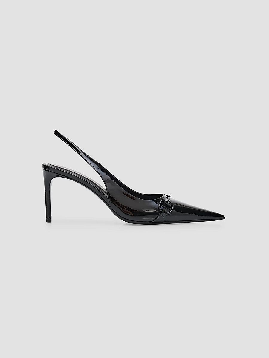 Women's Donna 80MM Patent Leather Slingback Pumps - Nero - Size 11.5