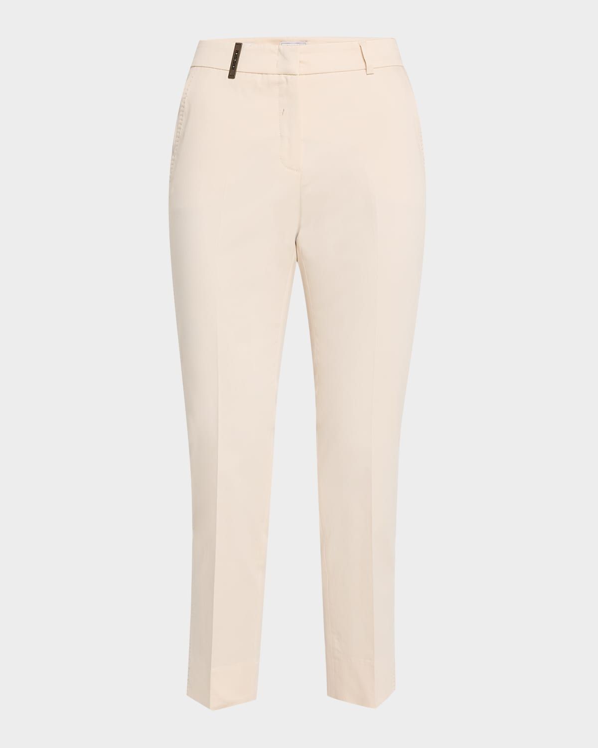 Cropped Side-Slit Cigarette Pants