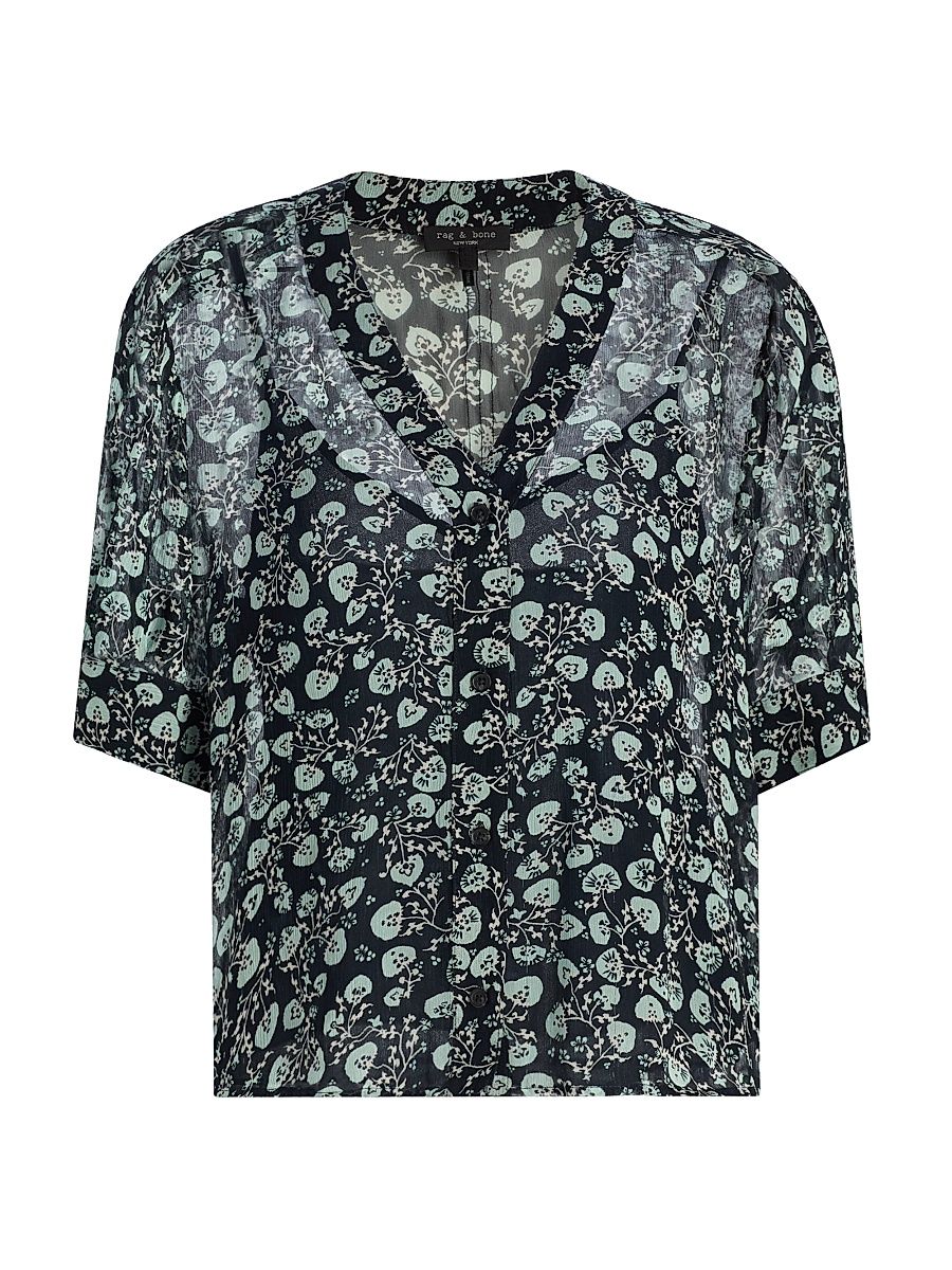 Women's Taylor Floral Sheer Shirt - Salute Floral - Size XL