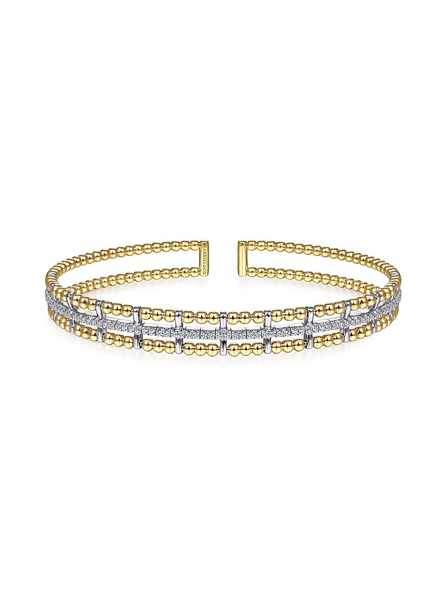 Women's Bujukan Two-Tone 14K Gold & 0.35 TCW Diamond Cuff - Yellow Gold