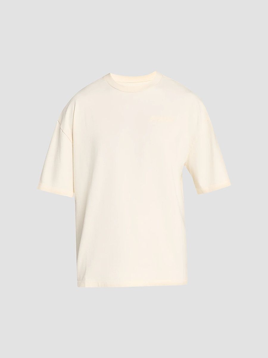 Men's Grad MA Check Patch Skate T-Shirt - Ivory - Size XS