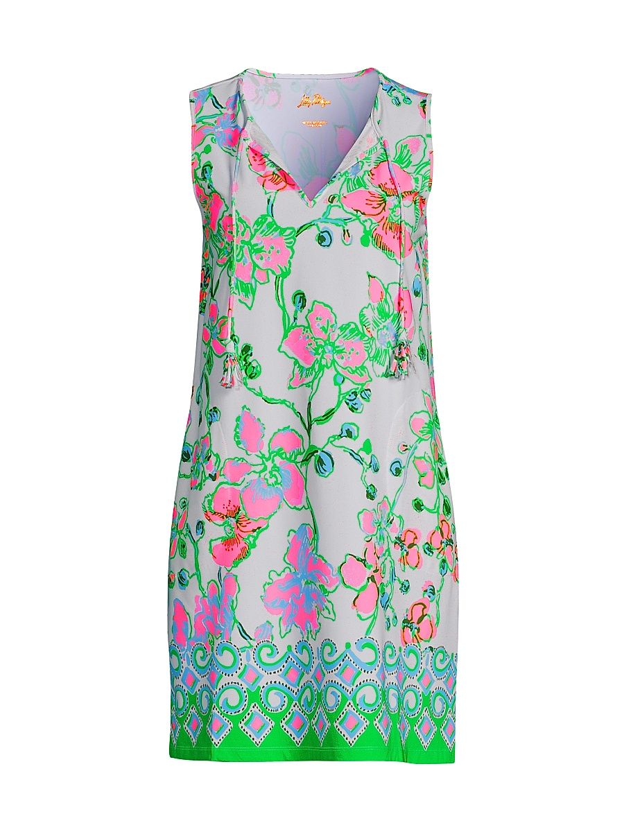 Women's Johana Sleeveless Coverup Minidress - Multi Orchids On The Avenue - Size Medium
