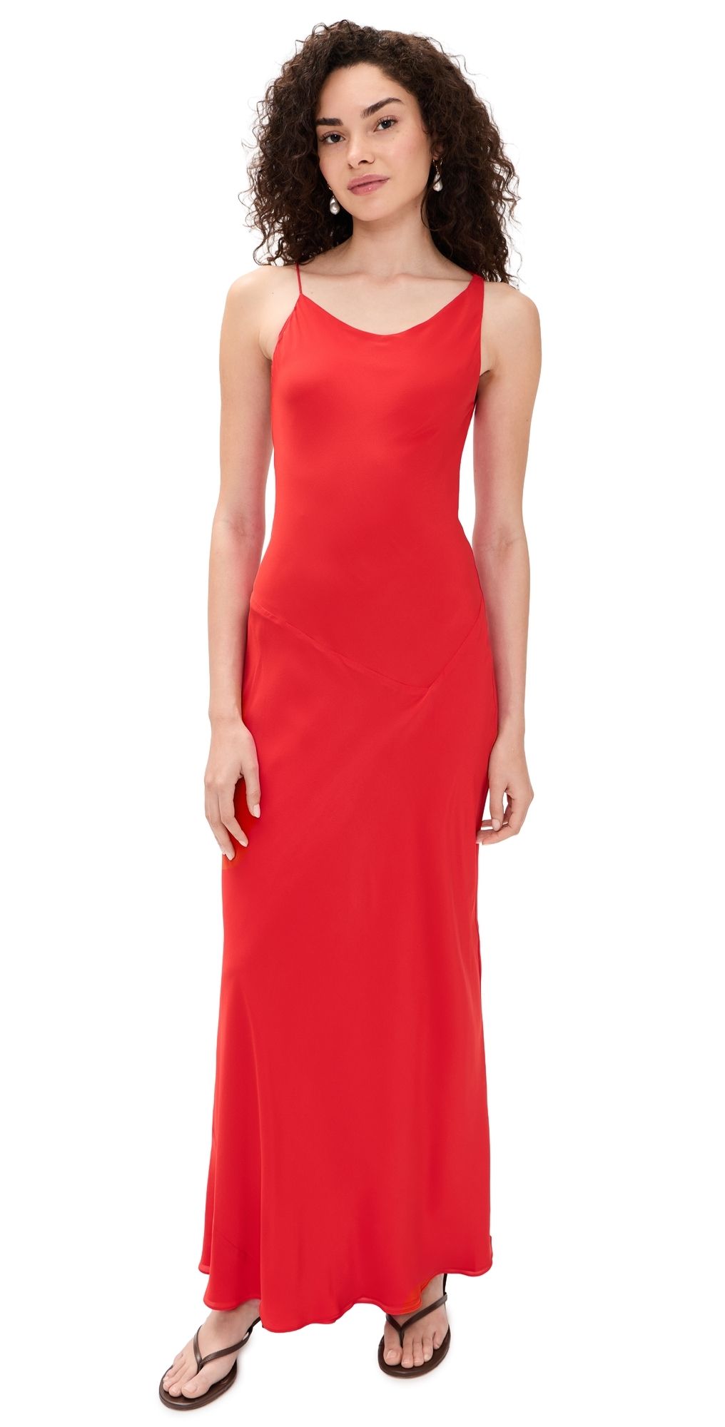 STAUD Toluca Silk Dress Red Rose 0