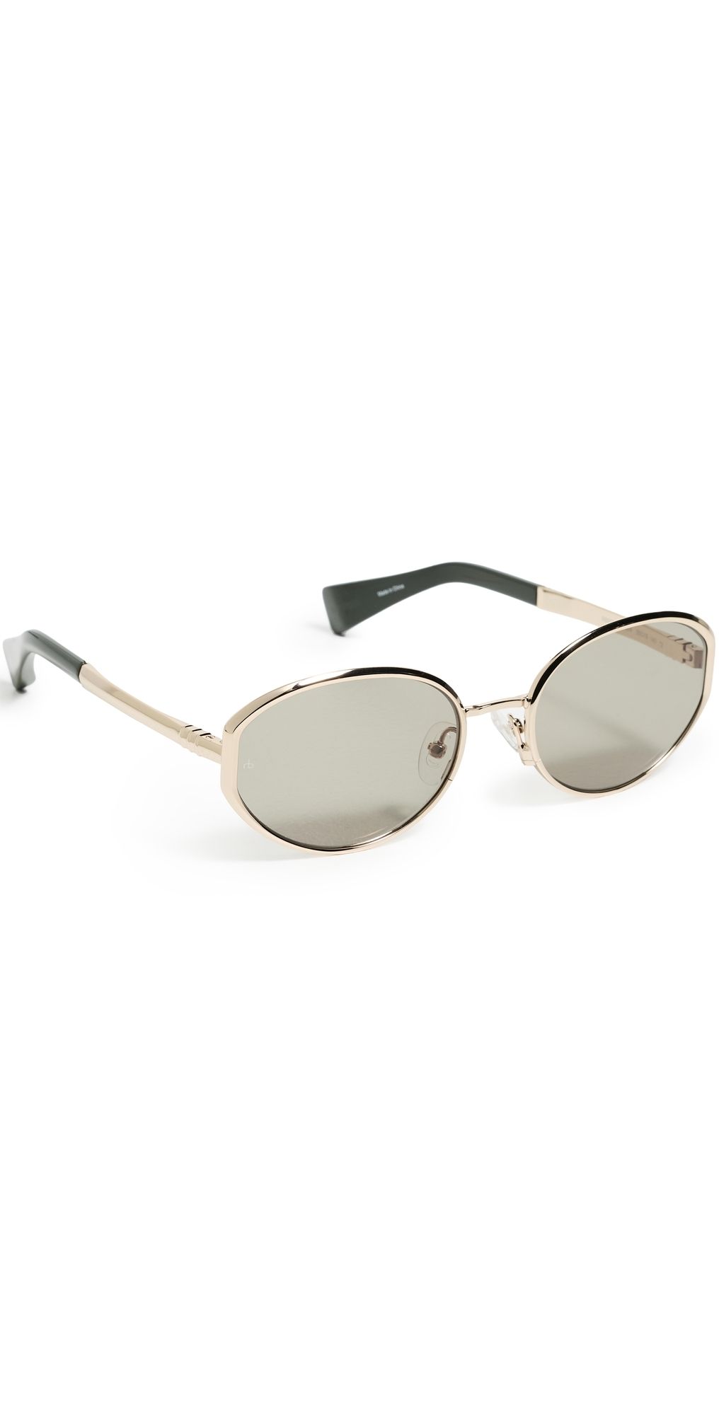 rag & bone Round Metal Sunglasses Shiny Gold/Olive Green One Size