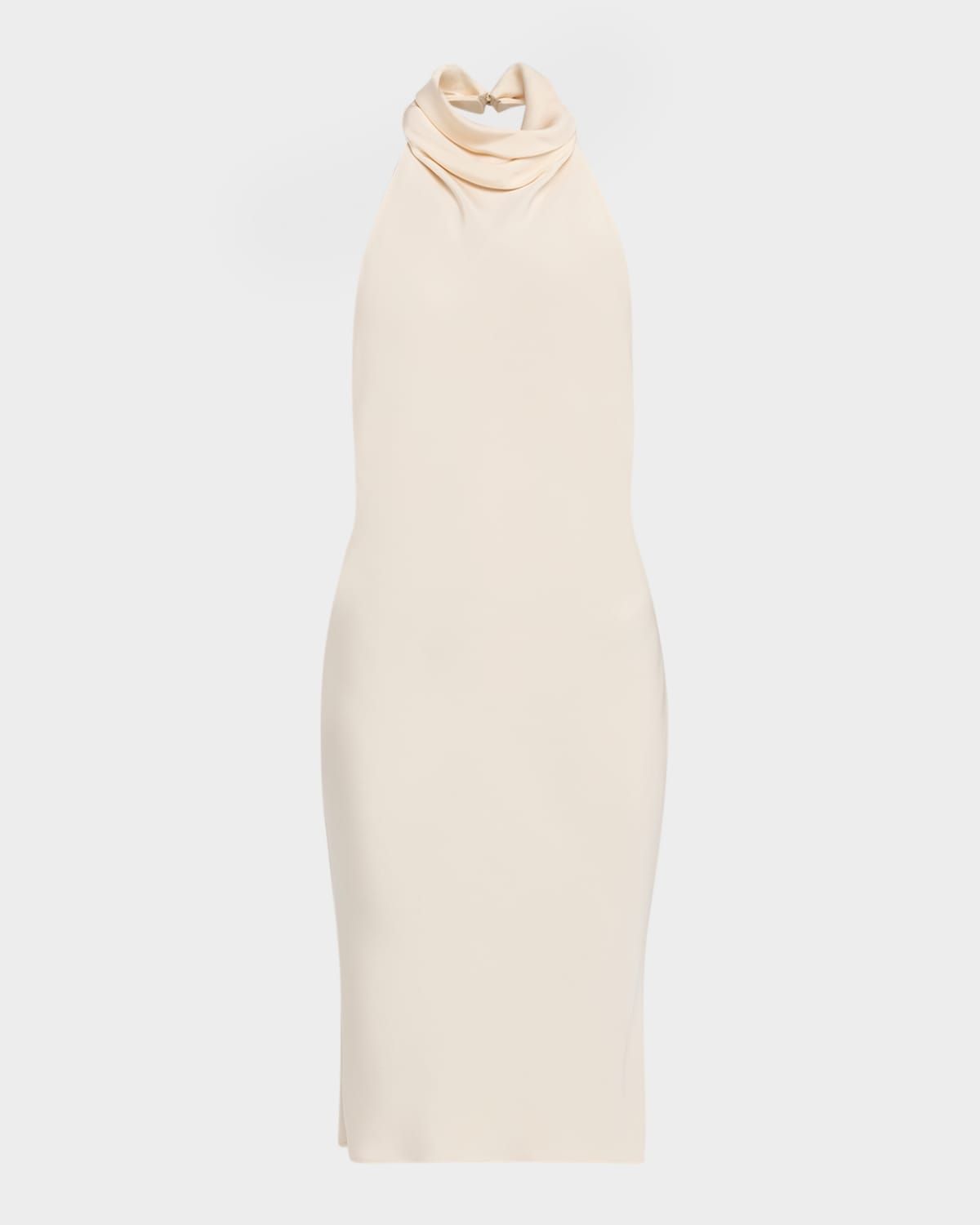 Cowl Halter Silk Sable Backless Cocktail Dress