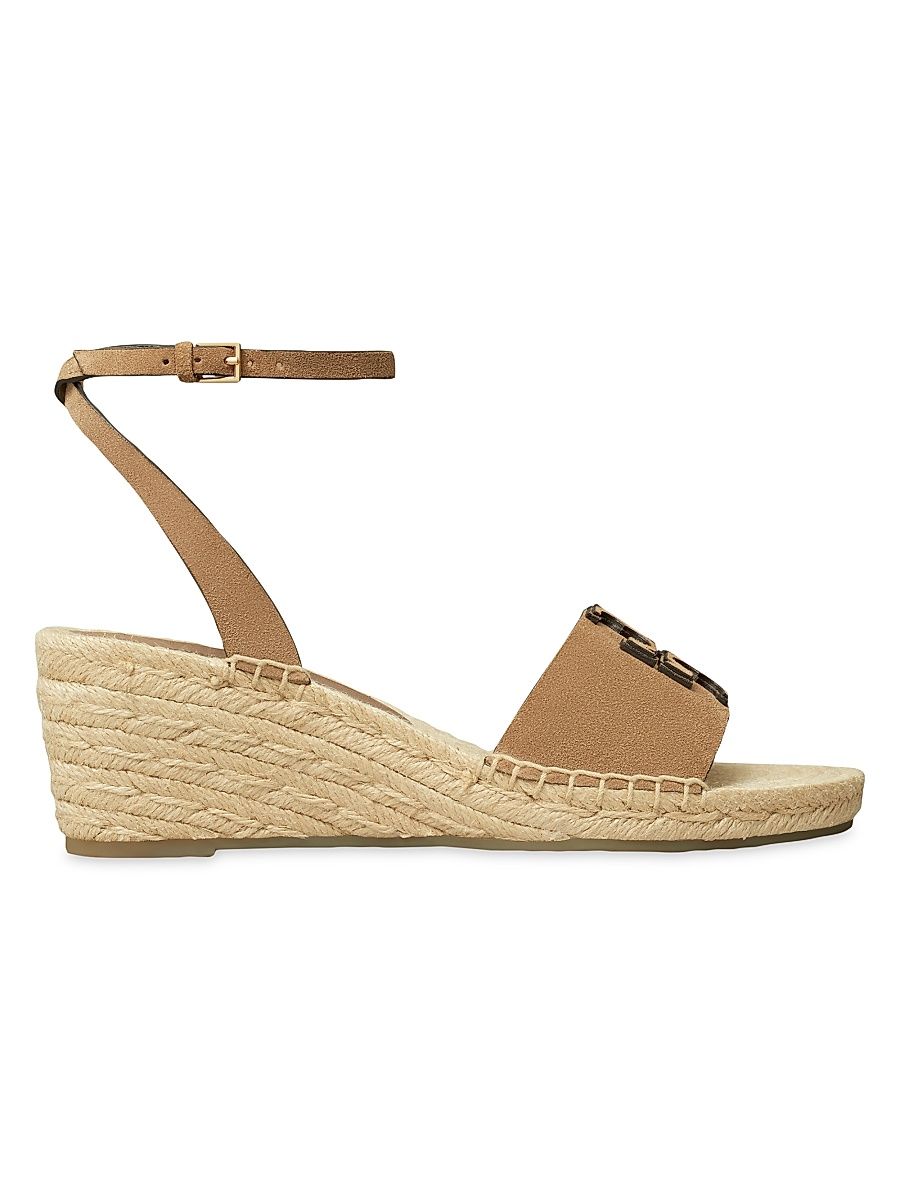 Women's Ines Leather Double T Wedge Espadrille Sandals - Noisette - Size 9.5
