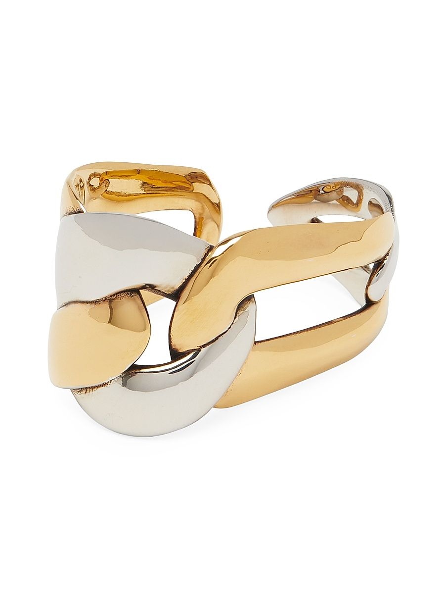 Women's Two-Tone Chain Link Two-Finger Ring - Mixed Metal - Size Medium