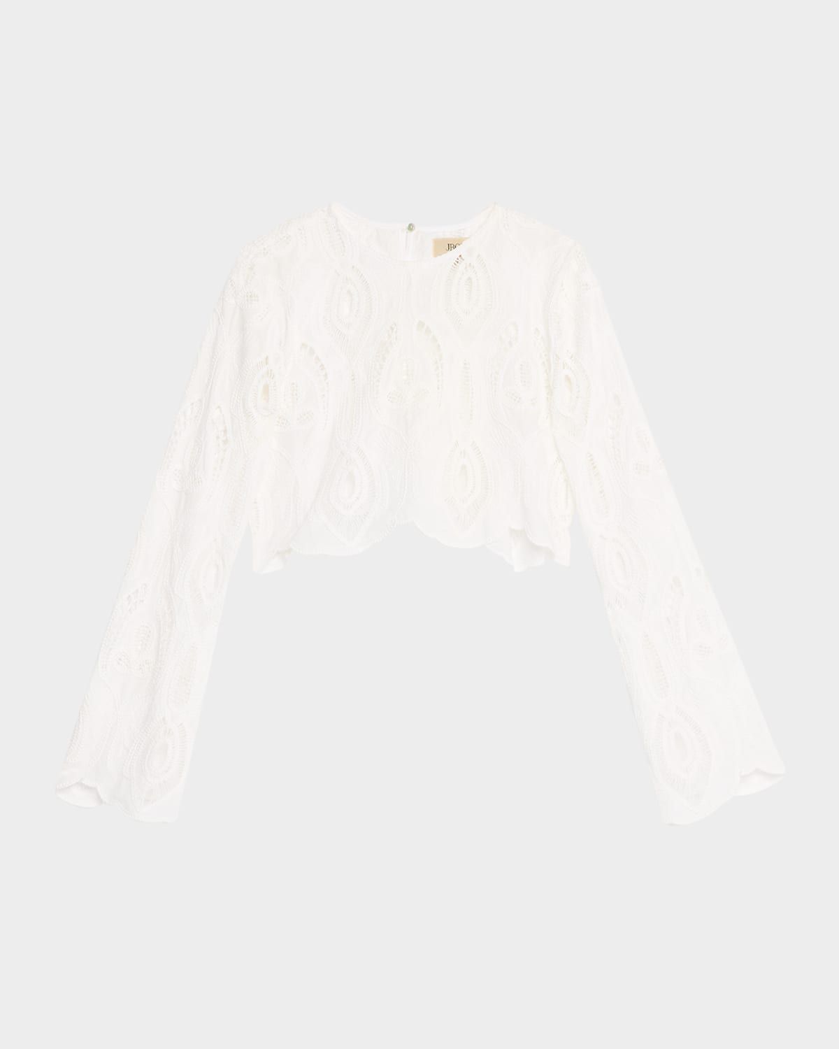 Karli Eyelet-Embroidered Crop Top