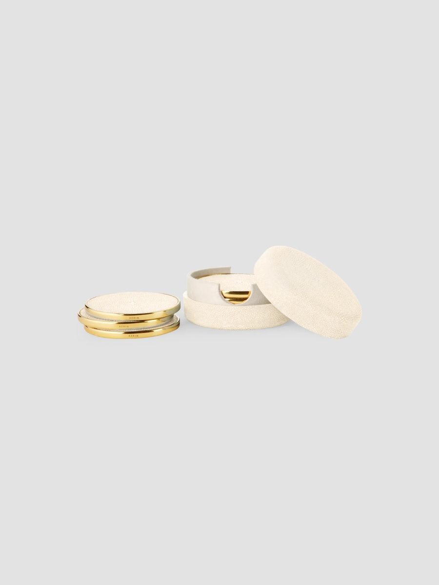 AERIN Shagreen Coasters/Set of 4 - Cream