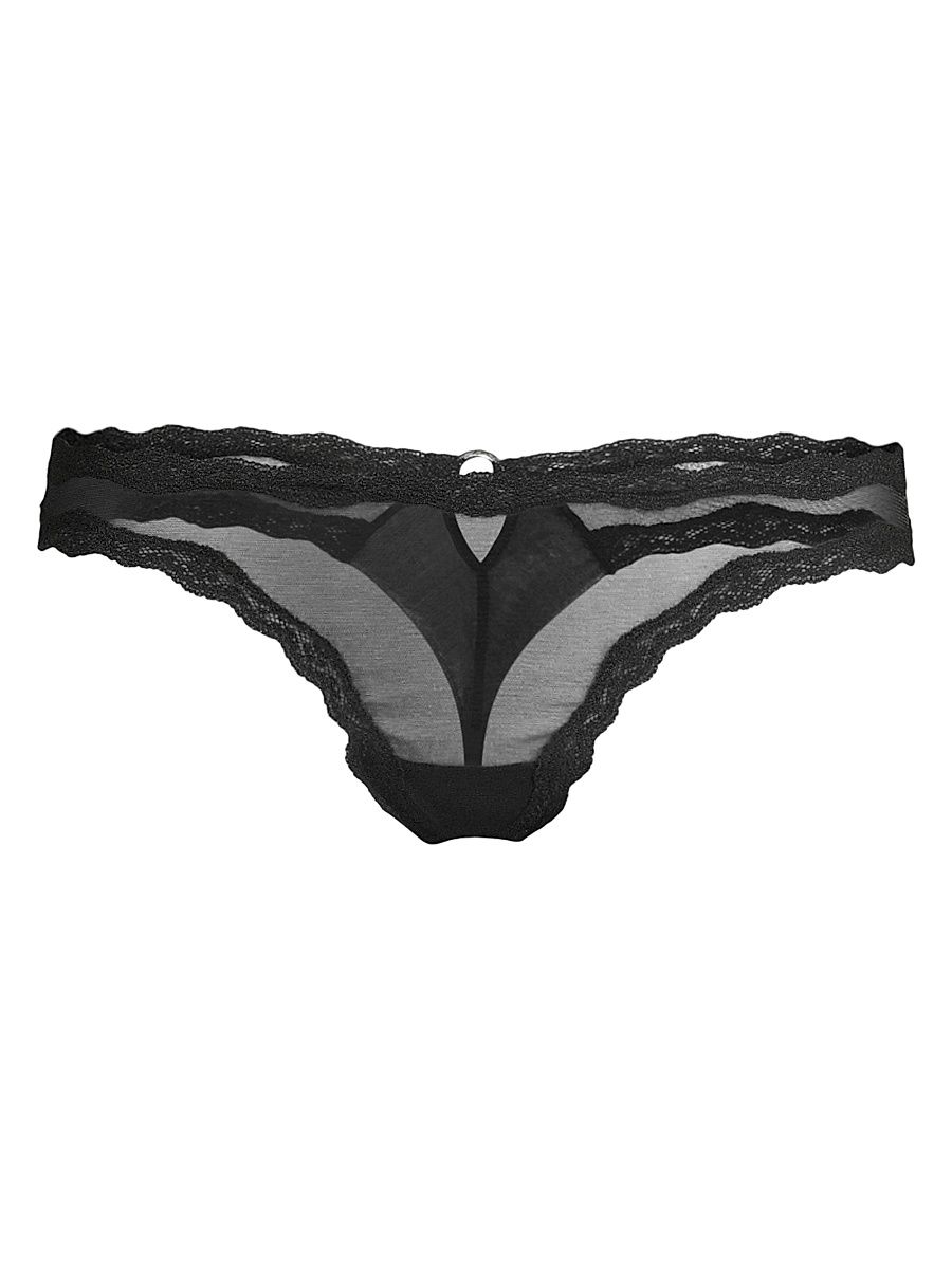 Sheer Tulle Thong - Black - Size Large