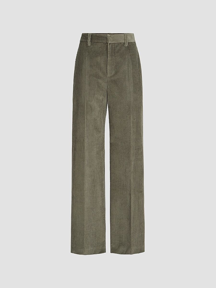 Women's Cotton Corduroy Loose Trousers with Monili - Origano - Size 16