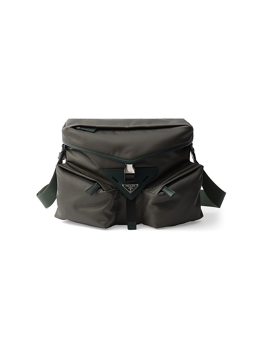 Men's Re-Nylon and Leather Shoulder Bag - Green
