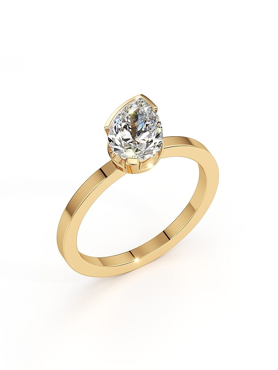 Women's Meta 18K Yellow Gold & 1.02 TCW Lab-Grown Diamond Pear-Cut Solitaire Ring - Yellow Gold - Size 5
