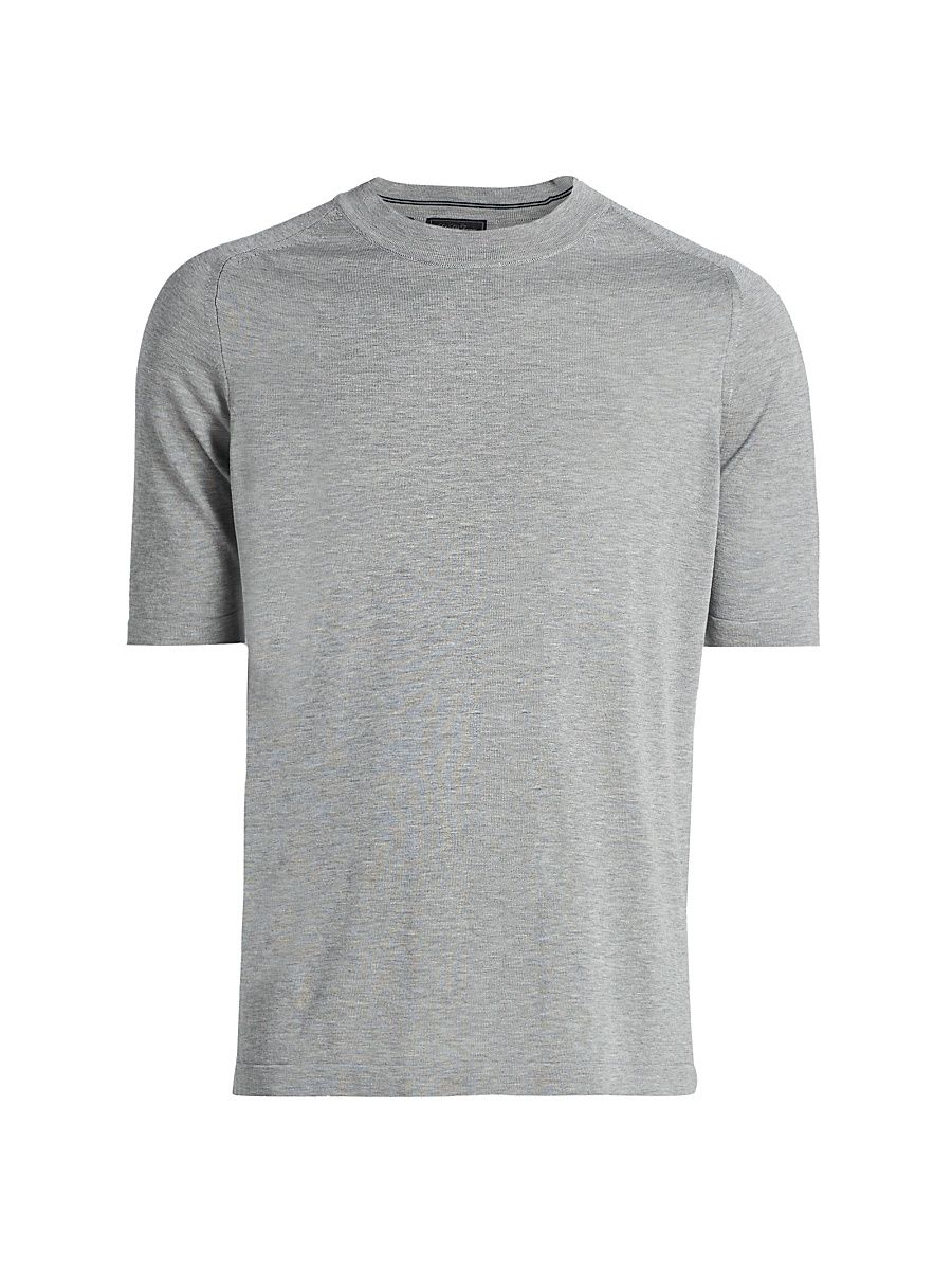 Men's COLLECTION Cotton-Silk Crewneck T-Shirt - Grey - Size XXL