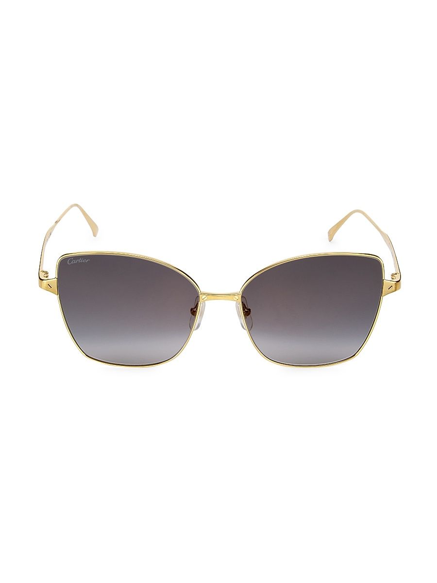 Women's Santos De Cartier 59MM Cat-Eye Sunglasses - Gold