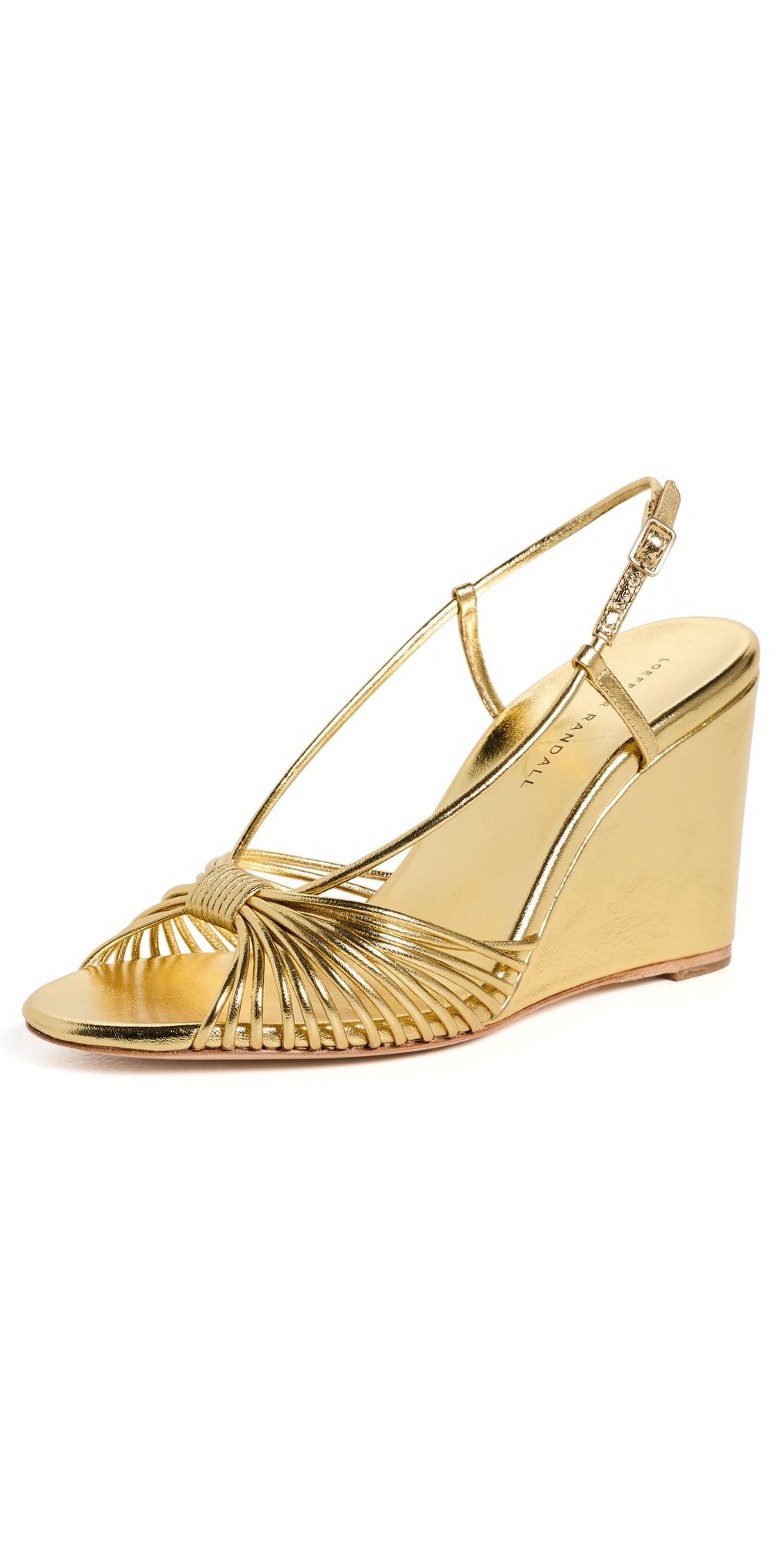 Loeffler Randall Marren Strappy Slingback Wedges Gold 10.5