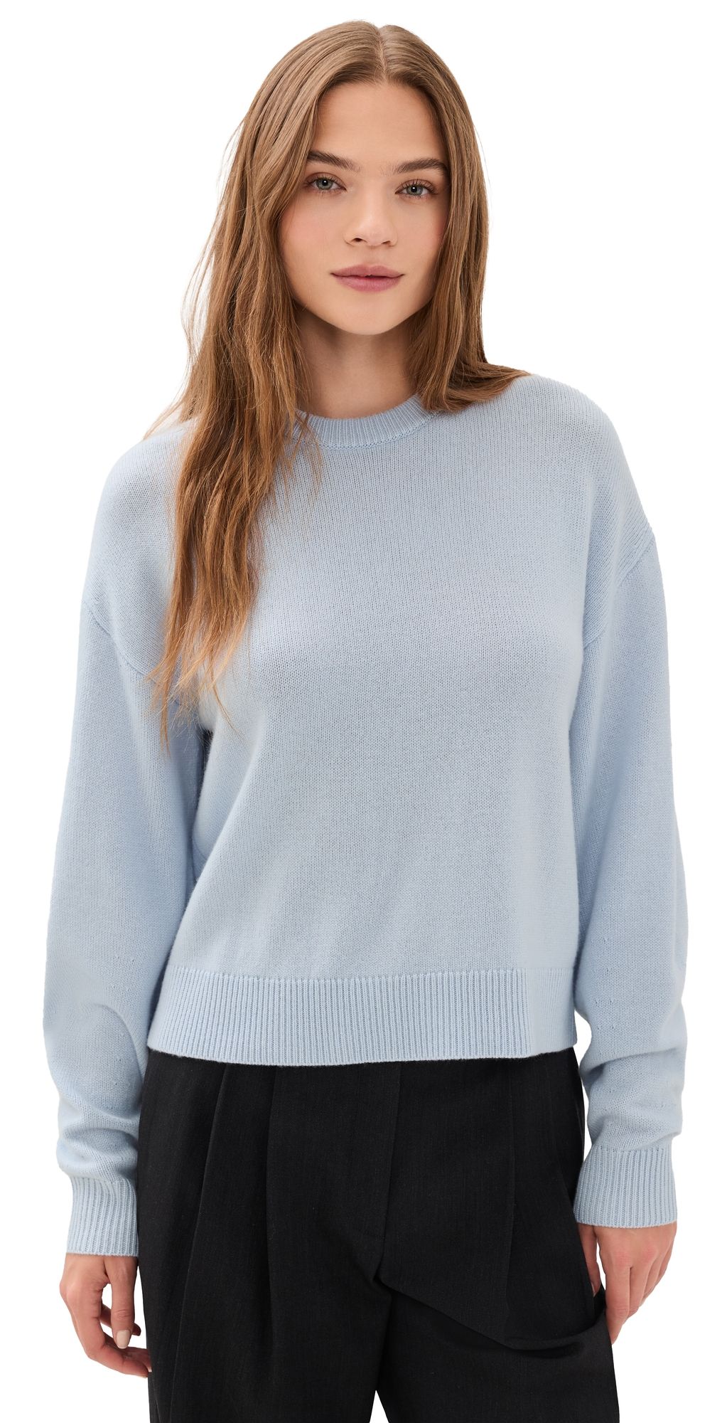 Theory Cashmere Crew Neck Pullover Cool Fog M