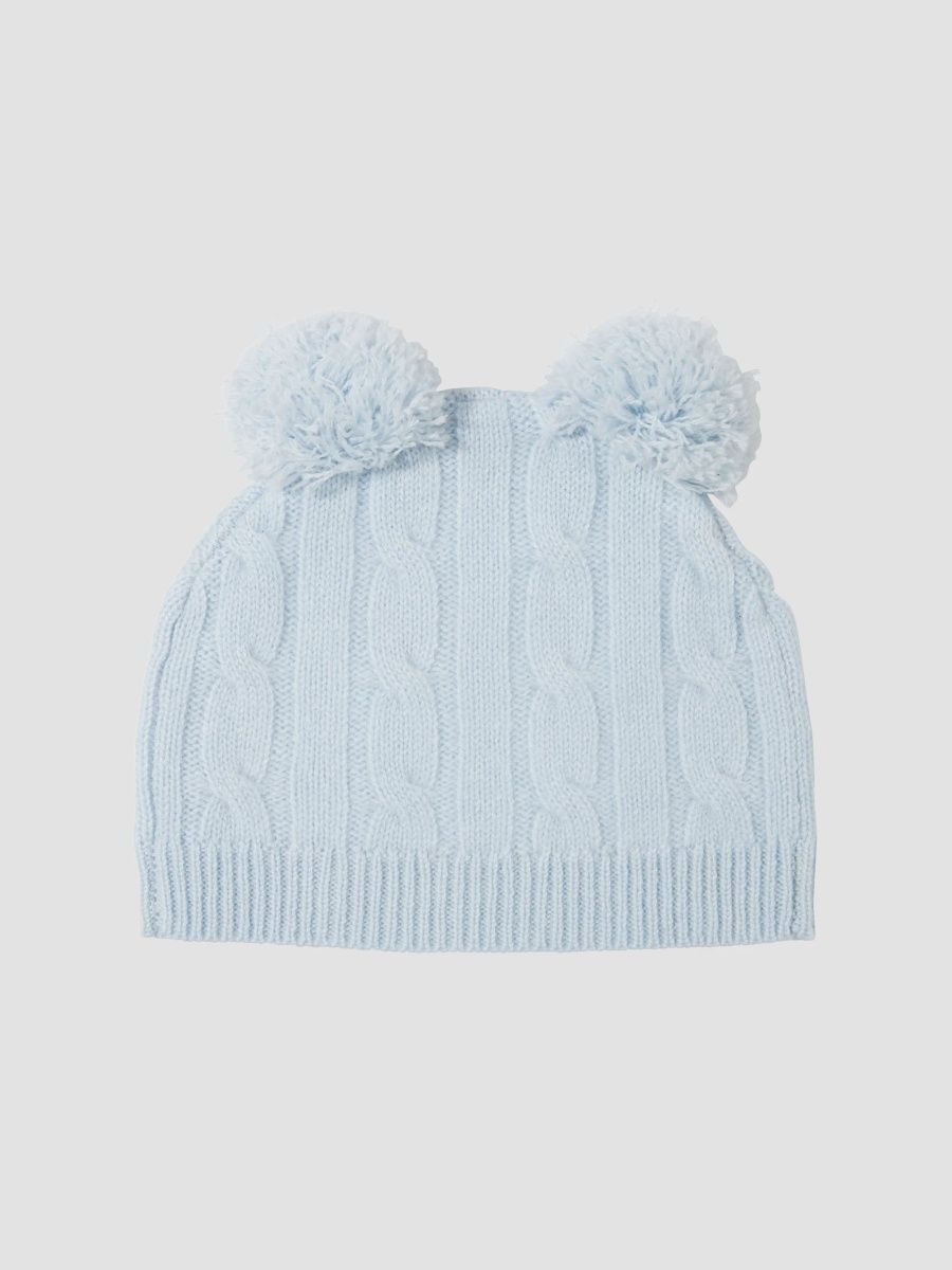 Sofia Cashmere Unisex Baby's Cashmere Pom Pom Beanie - Blue