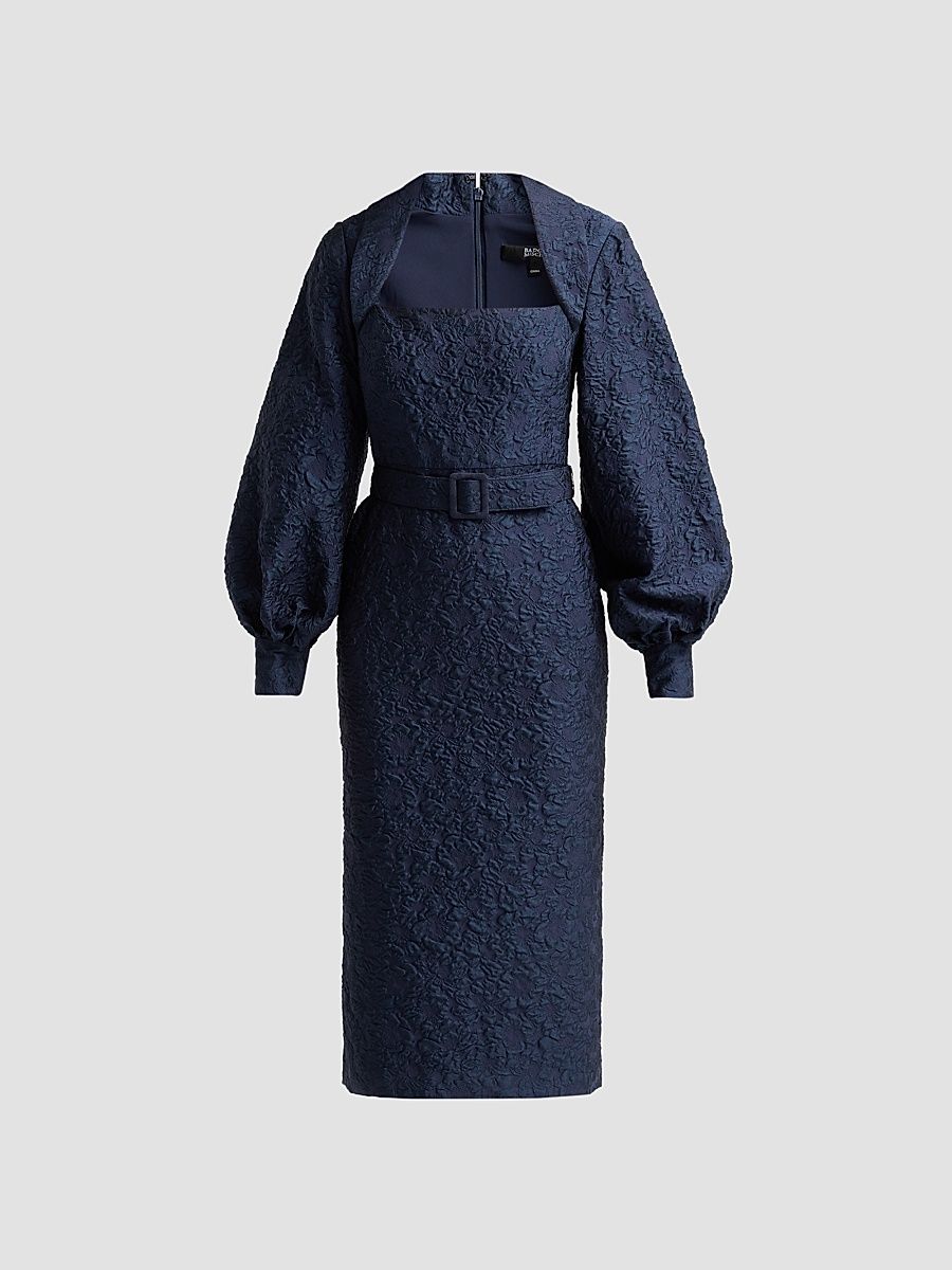 Women's Jacquard Cocktail Midi Dress - Navy - Size 16