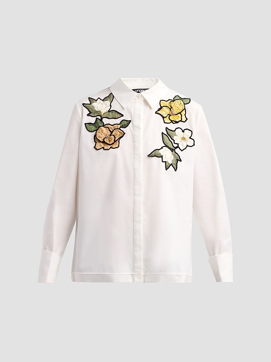 Women's Dylan Appliqué Button-Front Blouse - Ivory - Size XXL