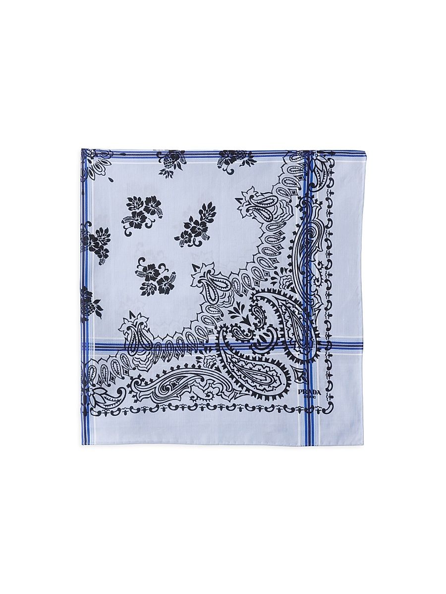 Women's Printed Cotton Scarf - Blue