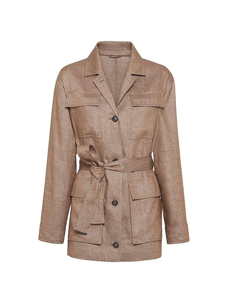 Women's Techno Sparkling Twill Safari Blazer - Hazelnut - Size 12