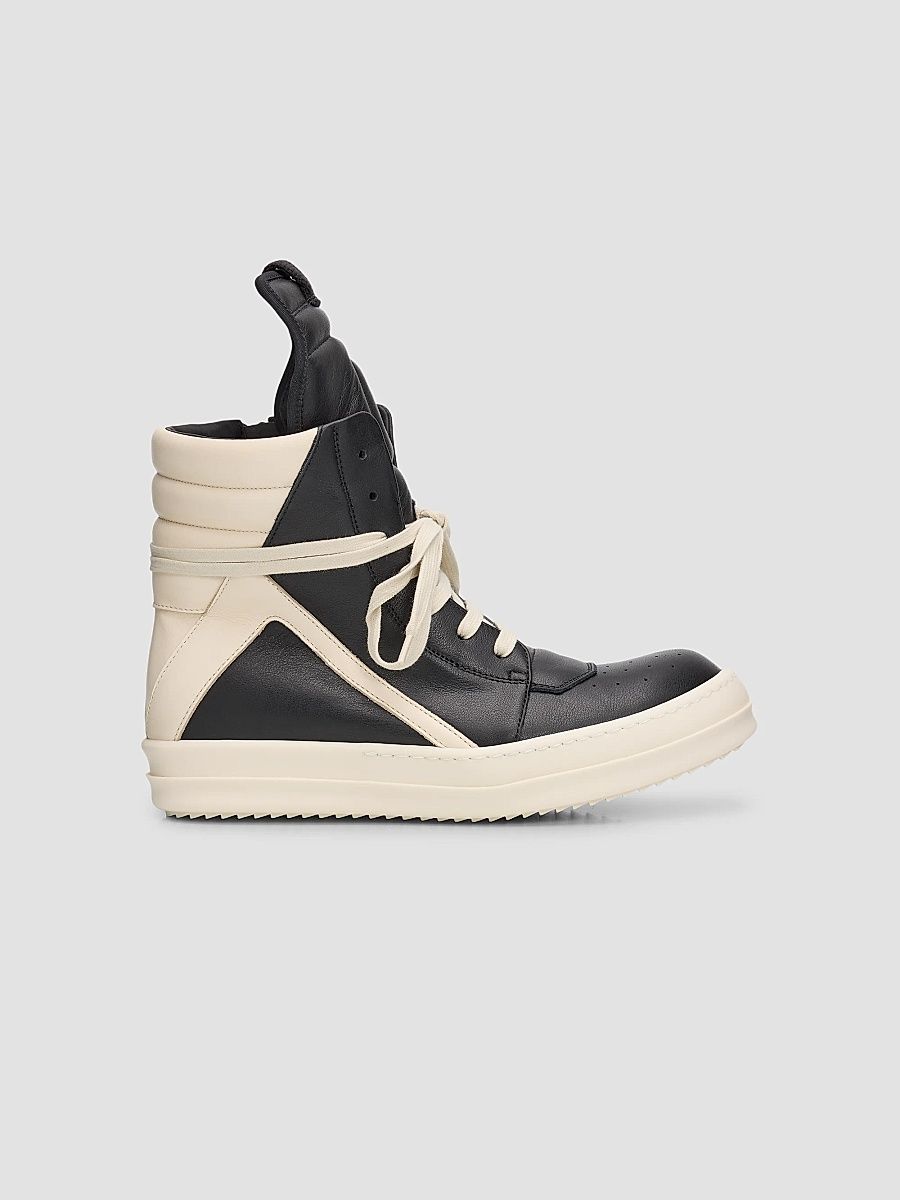 Women's Geobasket Leather High-Top Sneakers - Black Milk - Size 10.5