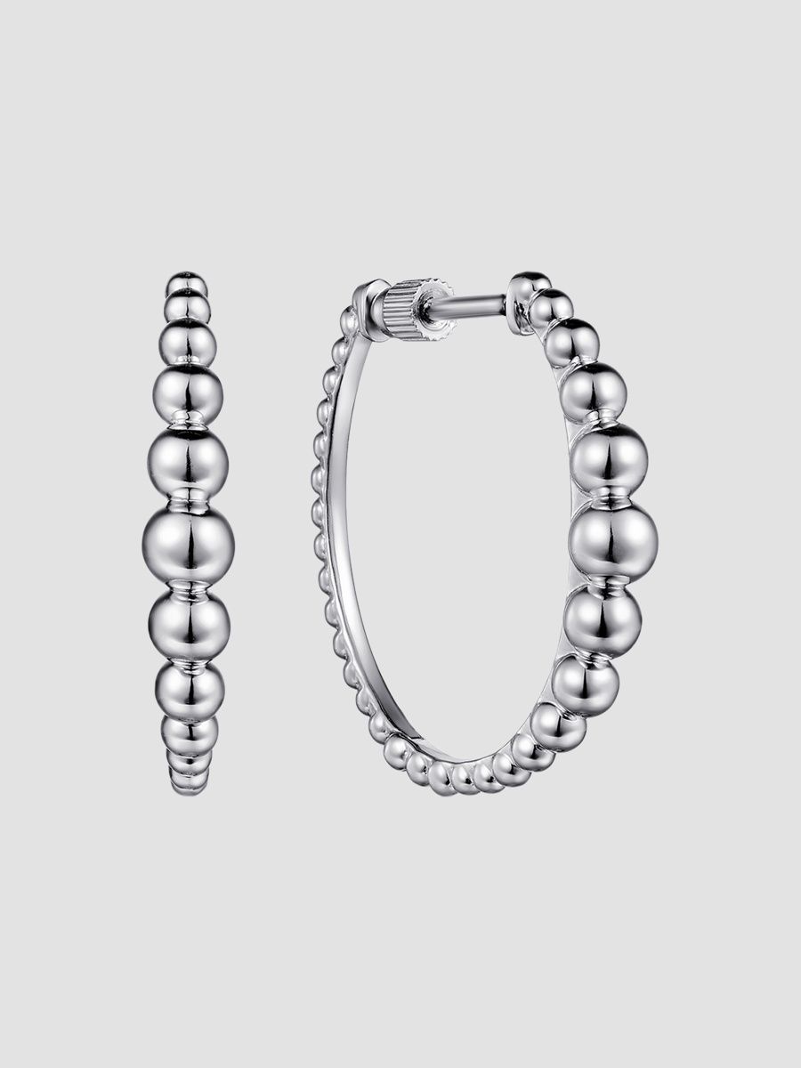 Gabriel & Co Women's Bujukan Sterling Silver Beaded Hoop Earrings - Sterling Silver