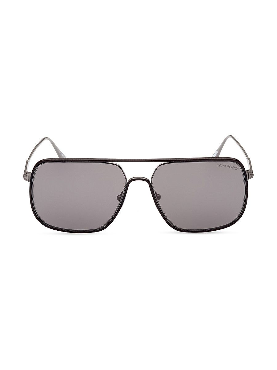 Men's 59MM Pilot Metal Sunglasses - Ruthenium Smoke