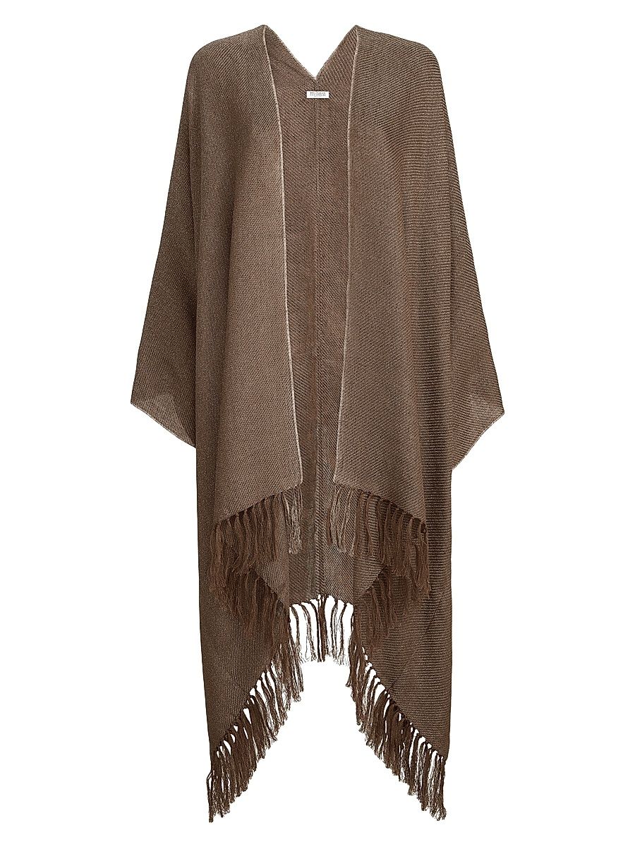 Women's Sparkling Linen Cover Poncho - Brown