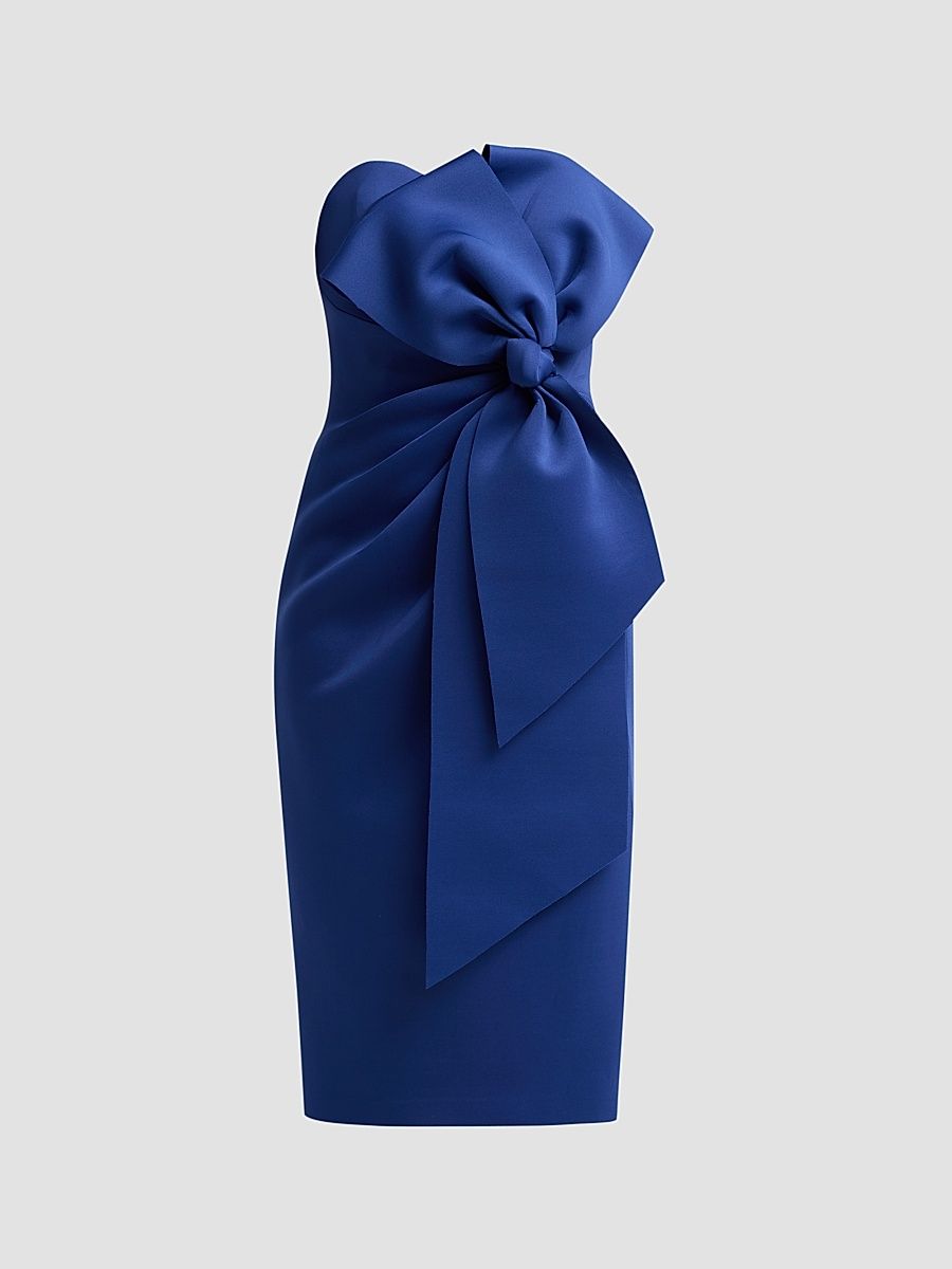 Women's Sculpted Bow Cocktail Dress - Bright Navy - Size 16