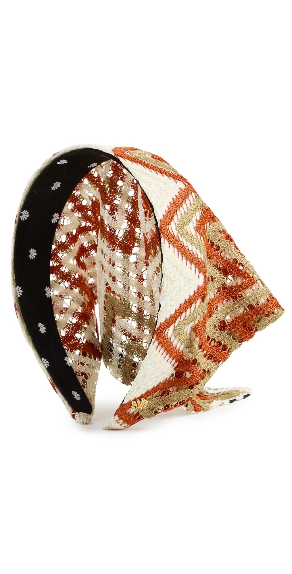Lele Sadoughi Jackie Crochet Hankerchief Headband Caramel Chevron One Size