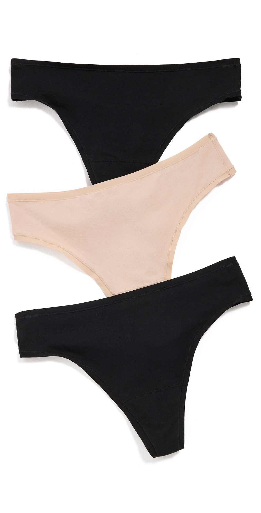 Natori Natori Bliss Bare Cotton Thong 3-Pack Black/Black/Café S
