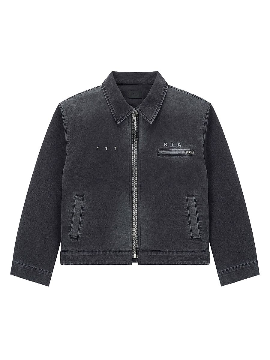 Men's Digital Death Easton Denim Zip-Up Jacket - Vintage Black - Size XXL