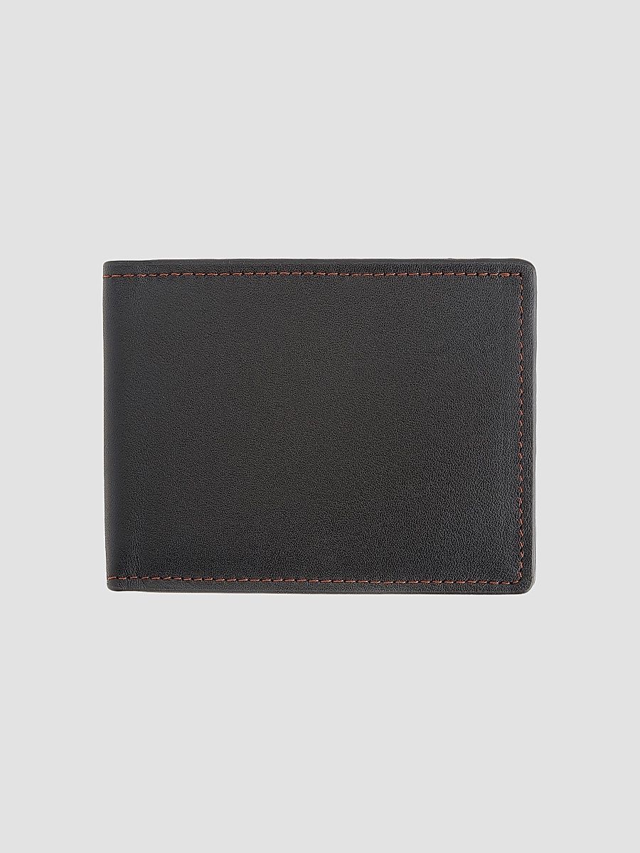 Royce New York Men's RFID-Blocking Slim Bi-Fold Leather Wallet - Black Tan