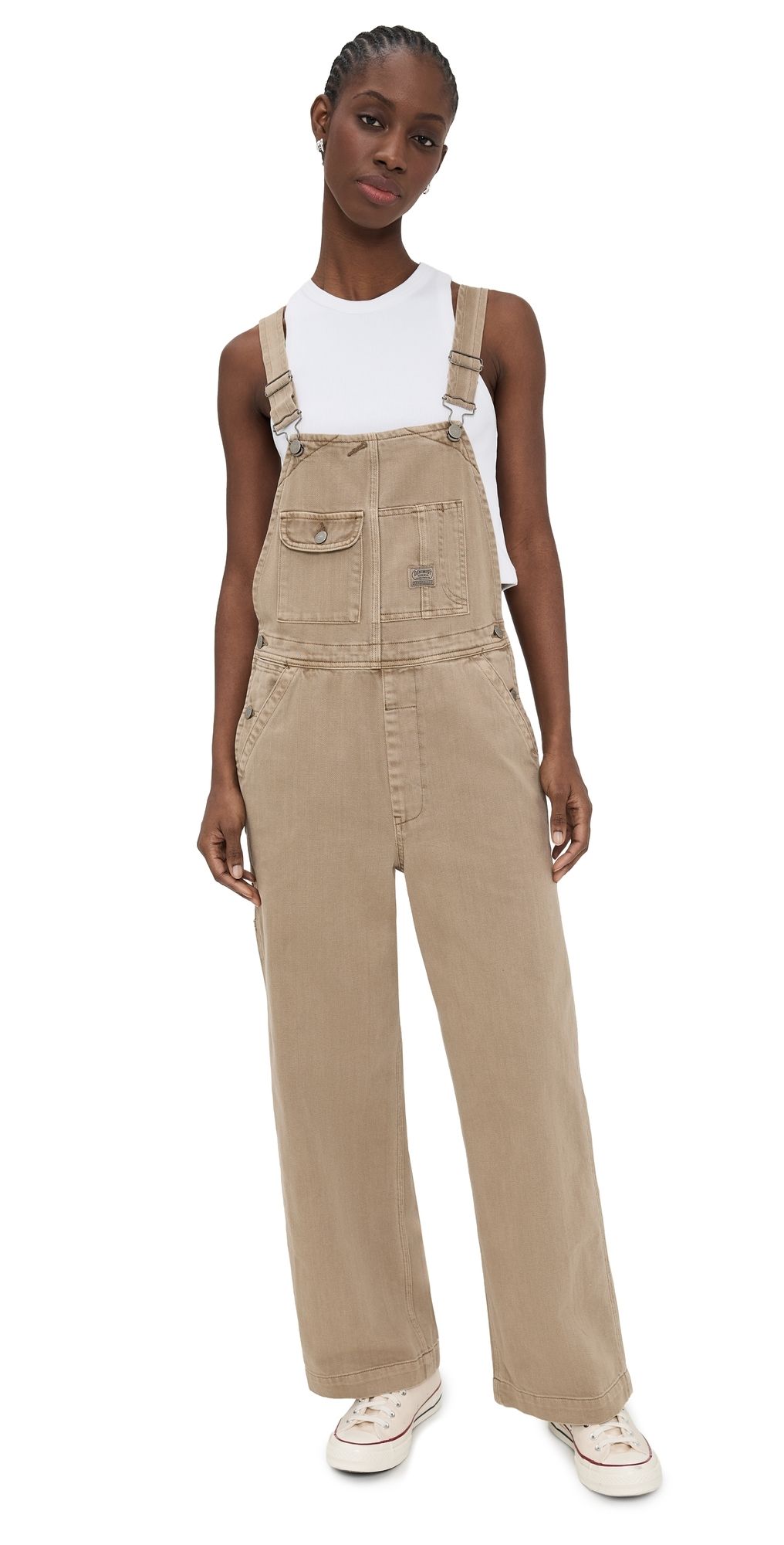 Denimist Slouch Bib Overalls Worn Khaki XS