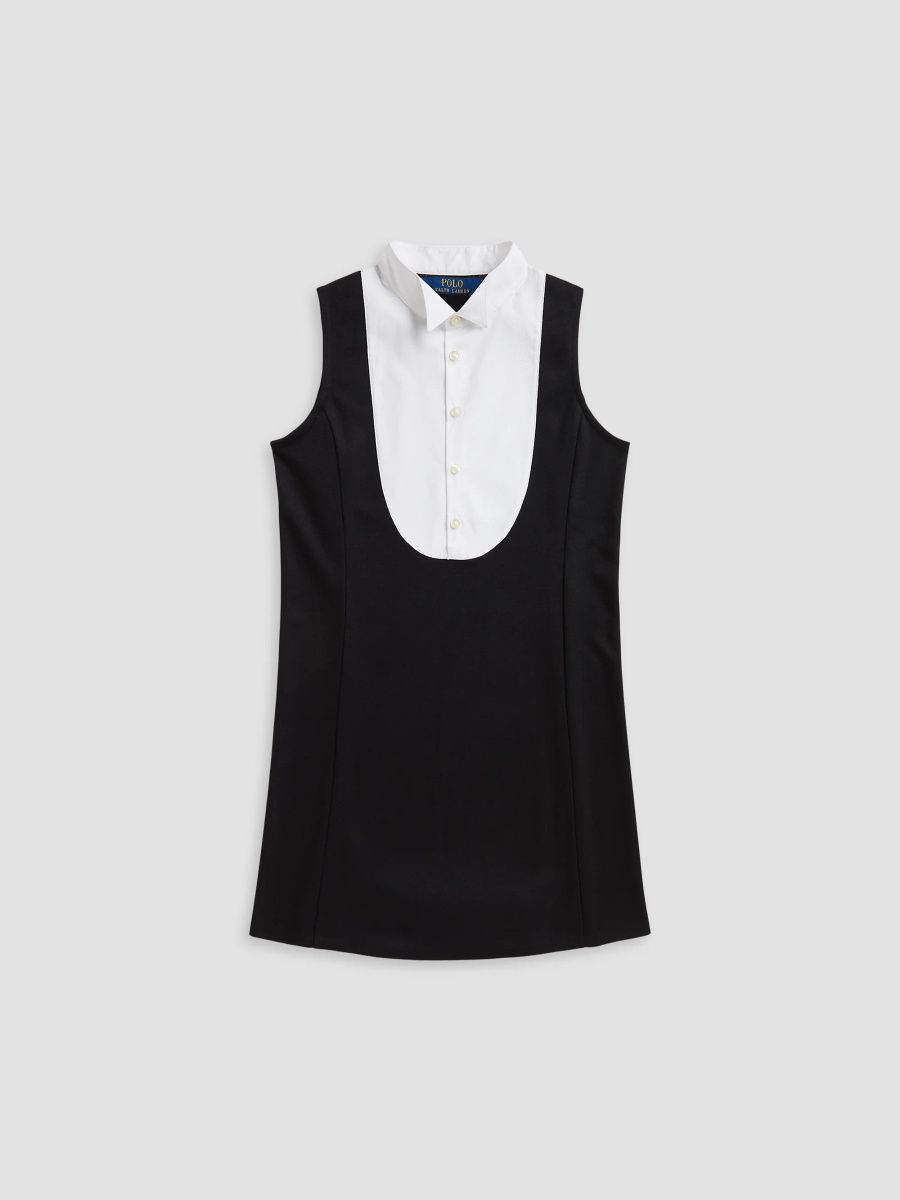 Polo Ralph Lauren Girl's Little Girl's & Girl's Tuxedo Cotton-Blend Sleeveless Dress - Polo Black - Size 16