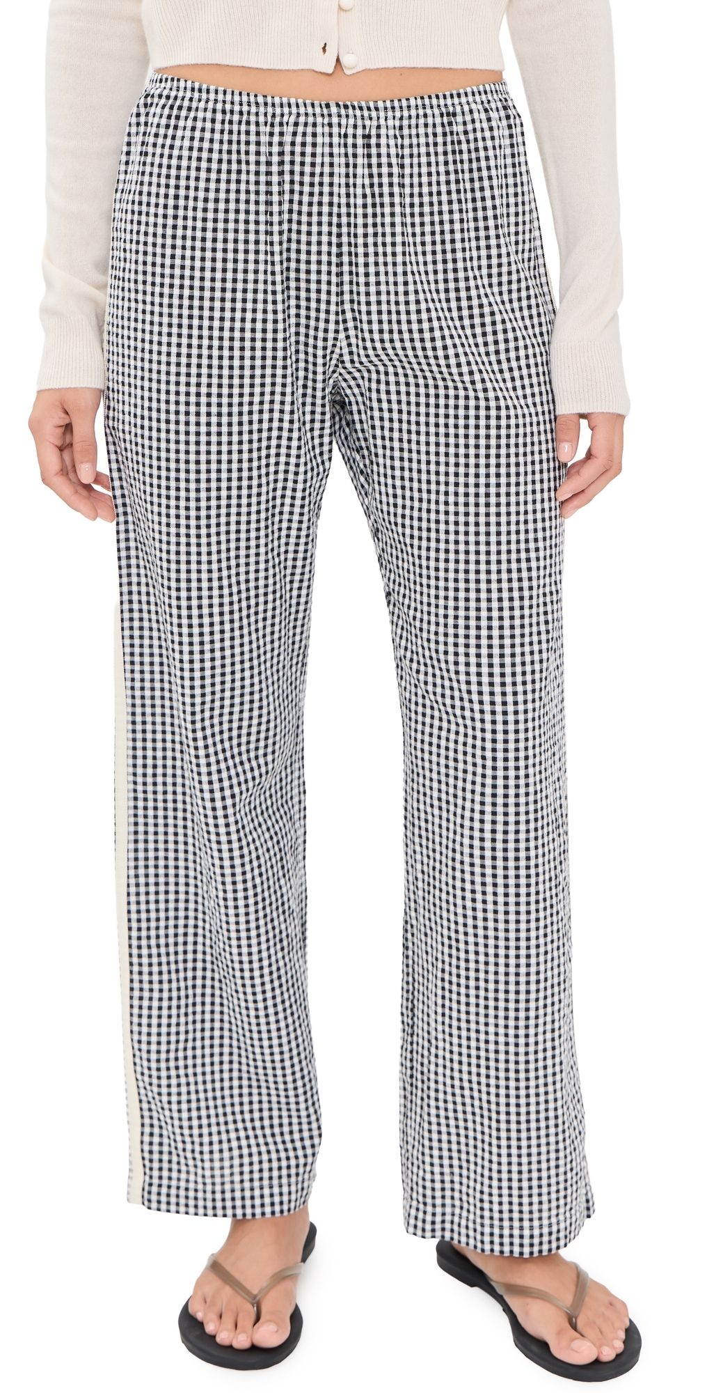 DONNI. The Cotton Gingham Stripe Crop Pants Jet S