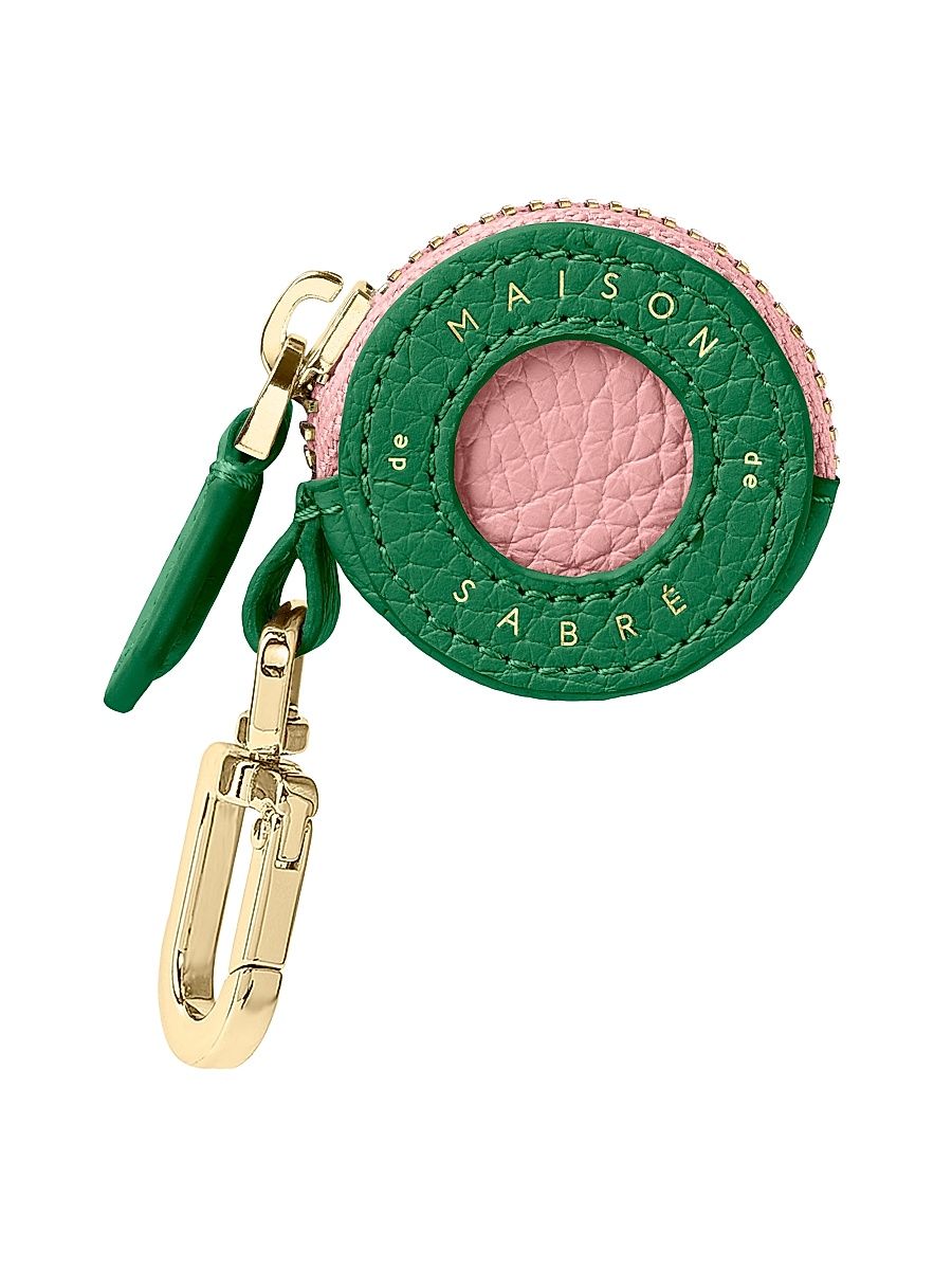 Women's Leather AirTag Charm - Emerald Lily