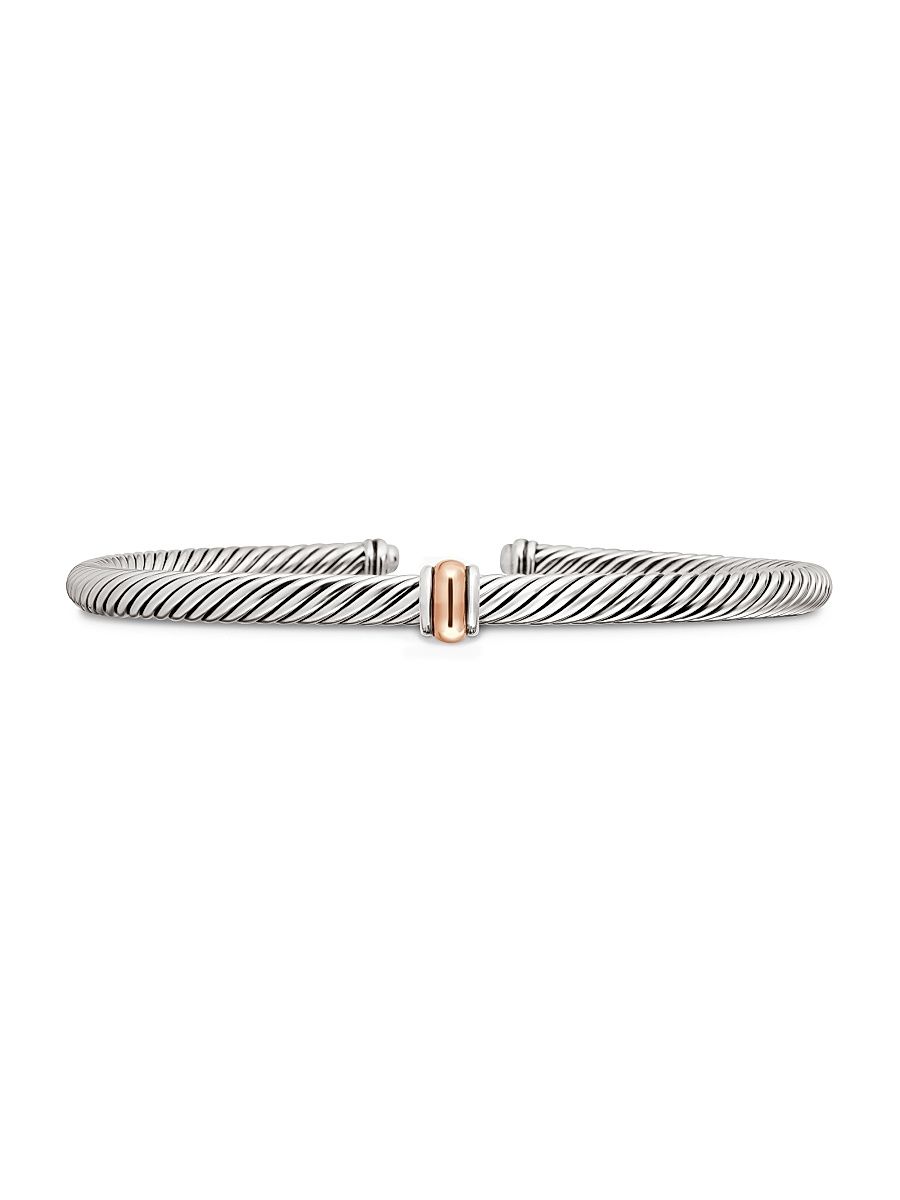 Women's Classic Cable Station Bracelet in Sterling Silver - Silver - Size Medium