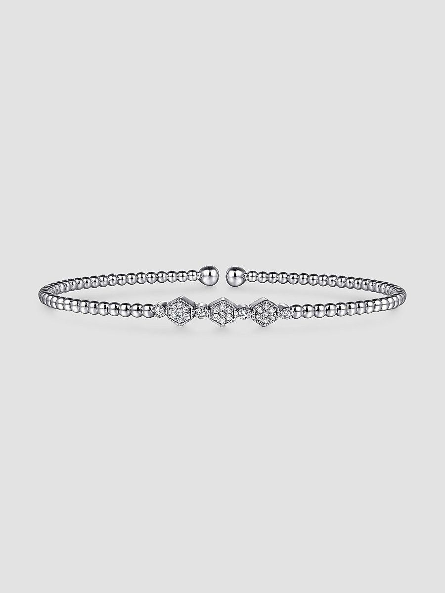 Gabriel & Co Women's Bujukan 14K White Gold And 0.12 TCW Diamond Bangle - White Gold - Size 5.75
