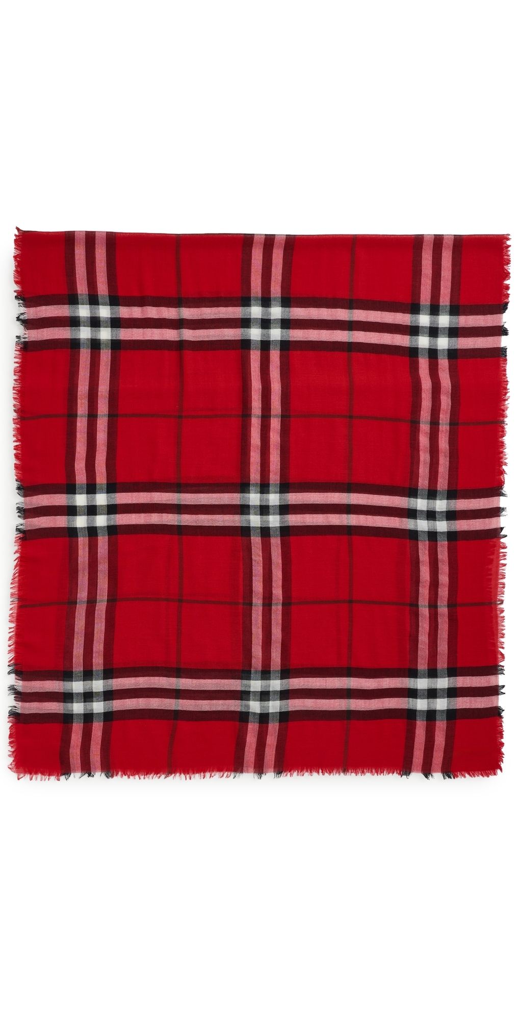 Burberry Wide Check Wool Scarf Oxblood Red One Size