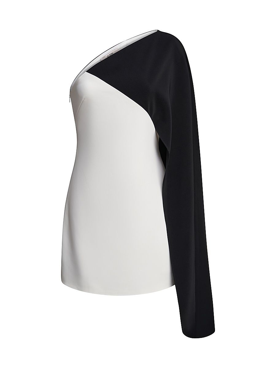 Women's Erica One-Shoulder Colorblocked Dress - Black Ivory - Size 12