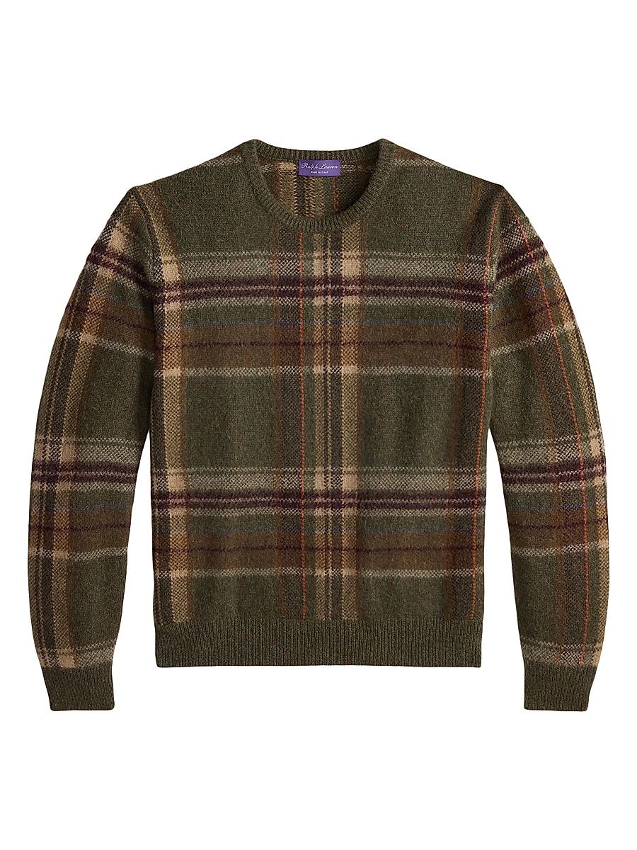Men's Plaid Alpaca-Blend Sweater - Cortina Multi - Size XL