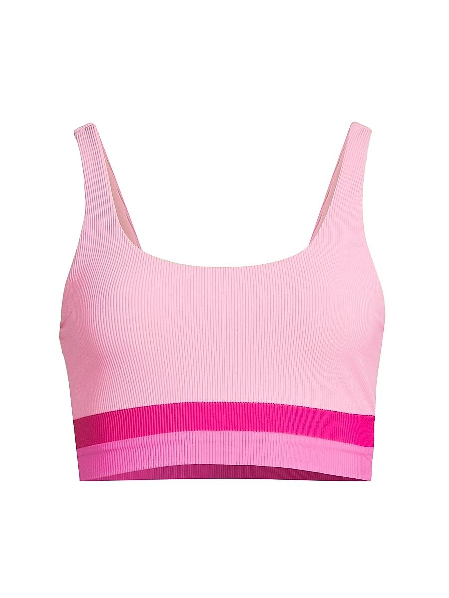 Women's Rib Mackenzie Swim Top - Peak Pink Colorblock - Size Medium