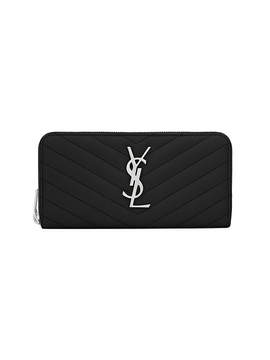 Women's Monogram Matelasse Leather Zip-Around Wallet - Black