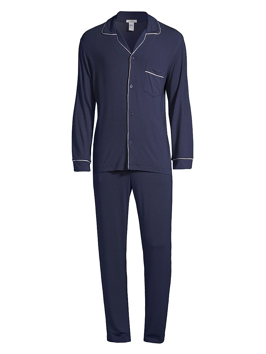 Men's William 2-Piece Piped Pajama Set - True Navy - Size Small