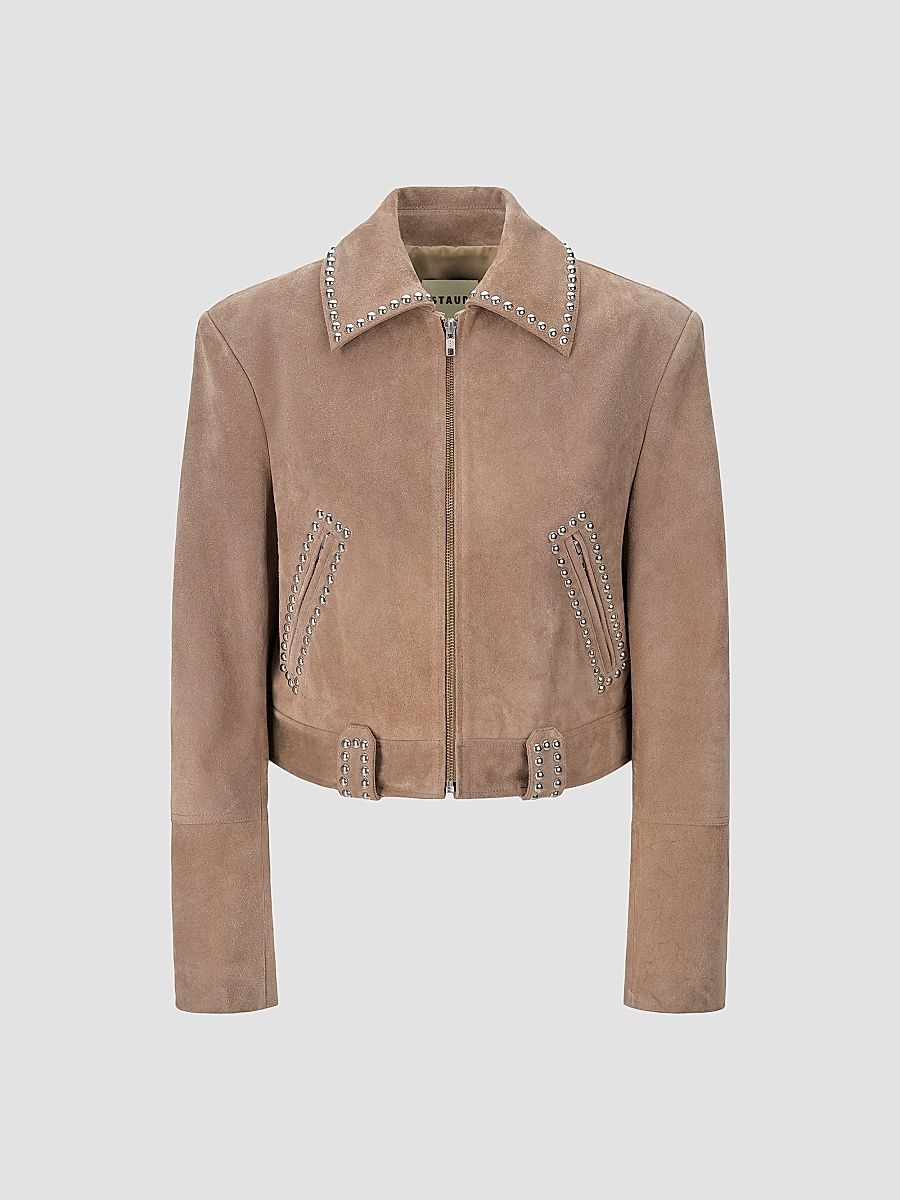 Women's Hugo Studded Suede Jacket - Dune - Size XS